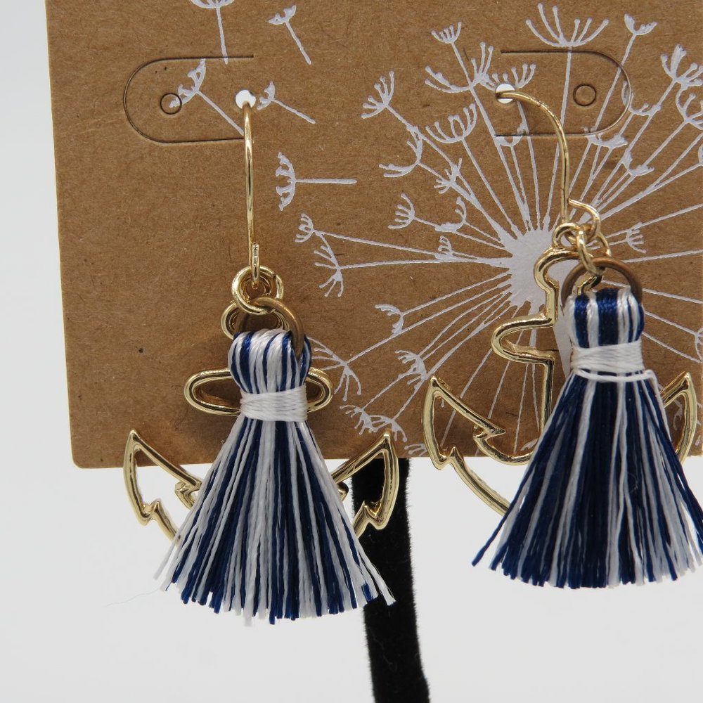 NWT-Gold Tone Sailor Earrings with Tassels